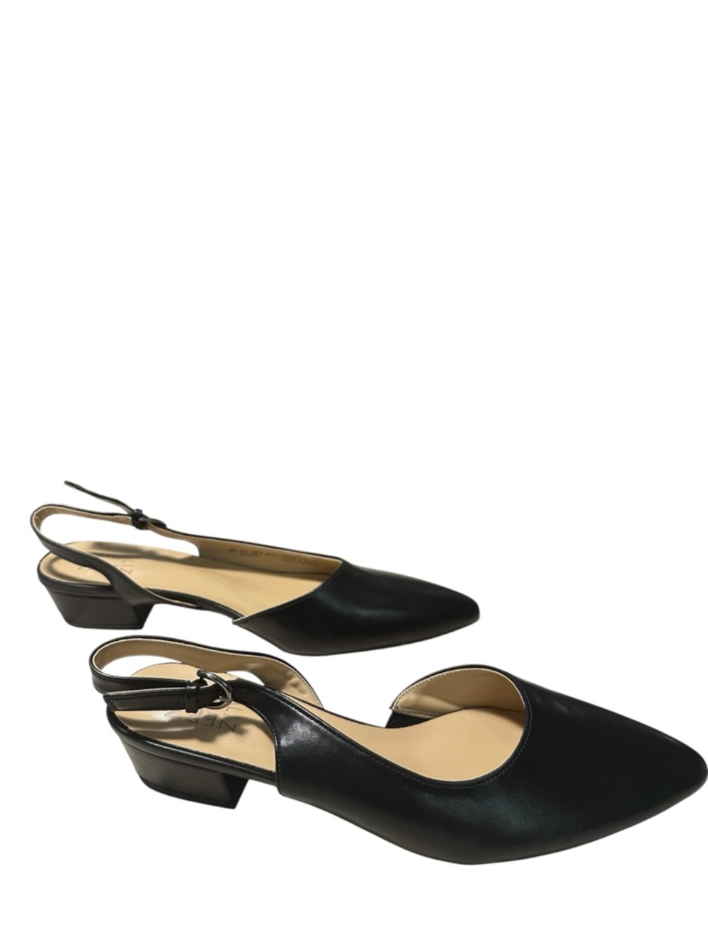 Naturalizer Banks Black Leather Slingback Heels Women’s Size 8M Comfort Low Heel